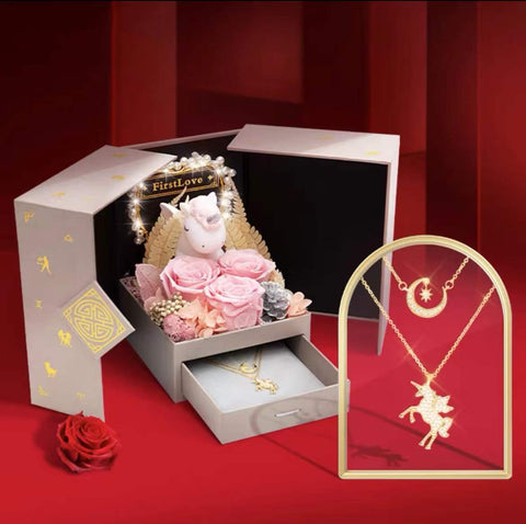 Necklace Pink Eternal Rose Gift Box -  shipping takes 1-4 days